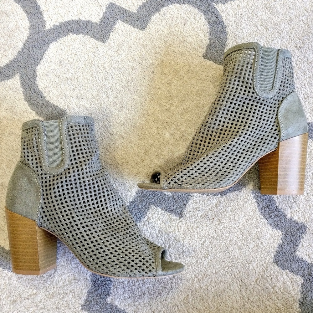 Olive perforated booties